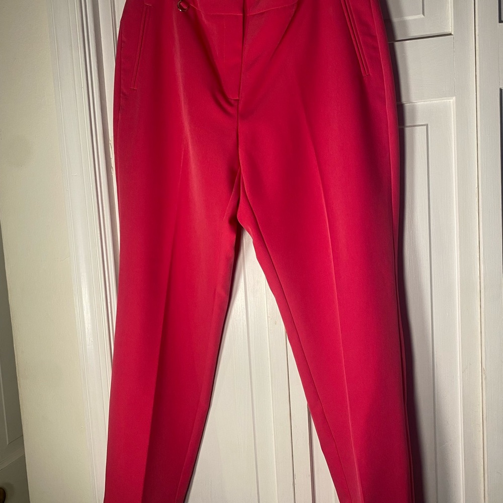 Adrianna Papell Hot Pink Straight-Leg Tailored Pants